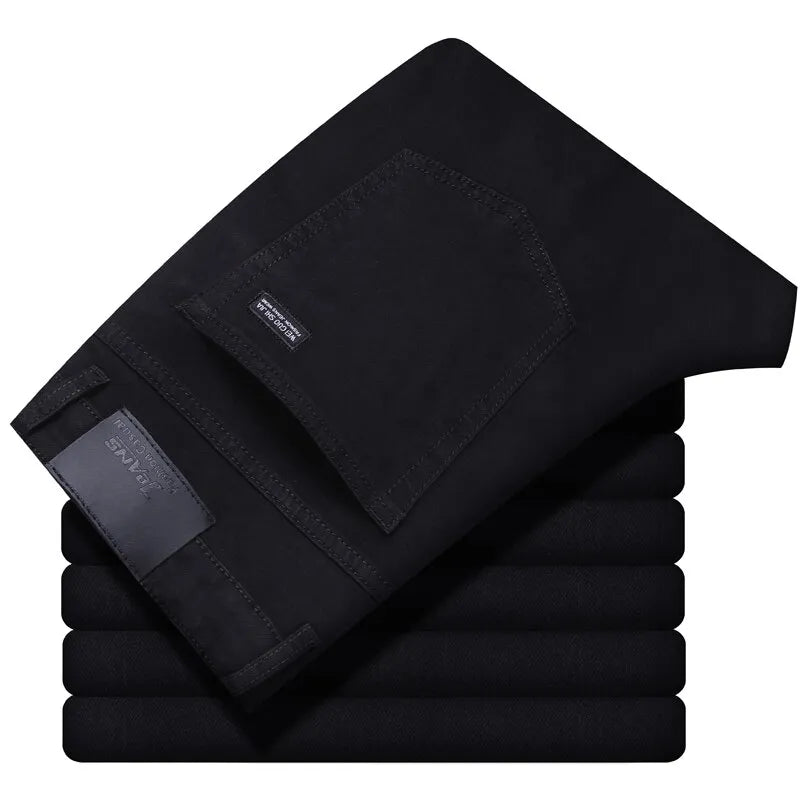 Wthinlee New Business Men's Jeans Casual Straight Stretch Fashion Classic Blue Black Work Denim Trousers Male Brand Clothing - Etawia Products