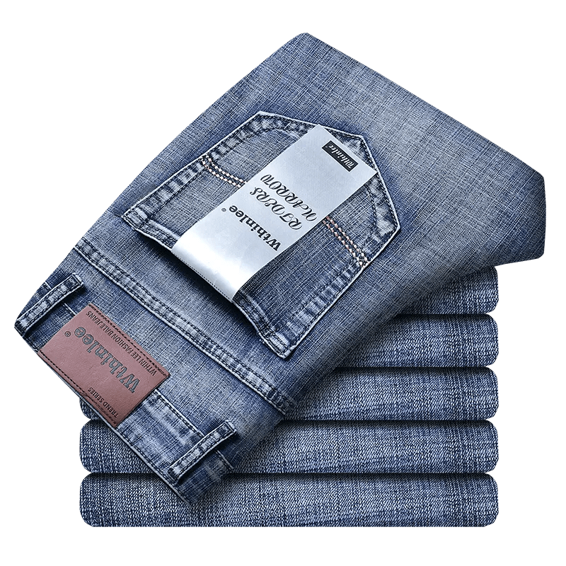 Wthinlee New Business Men's Jeans Casual Straight Stretch Fashion Classic Blue Black Work Denim Trousers Male Brand Clothing - Etawia Products