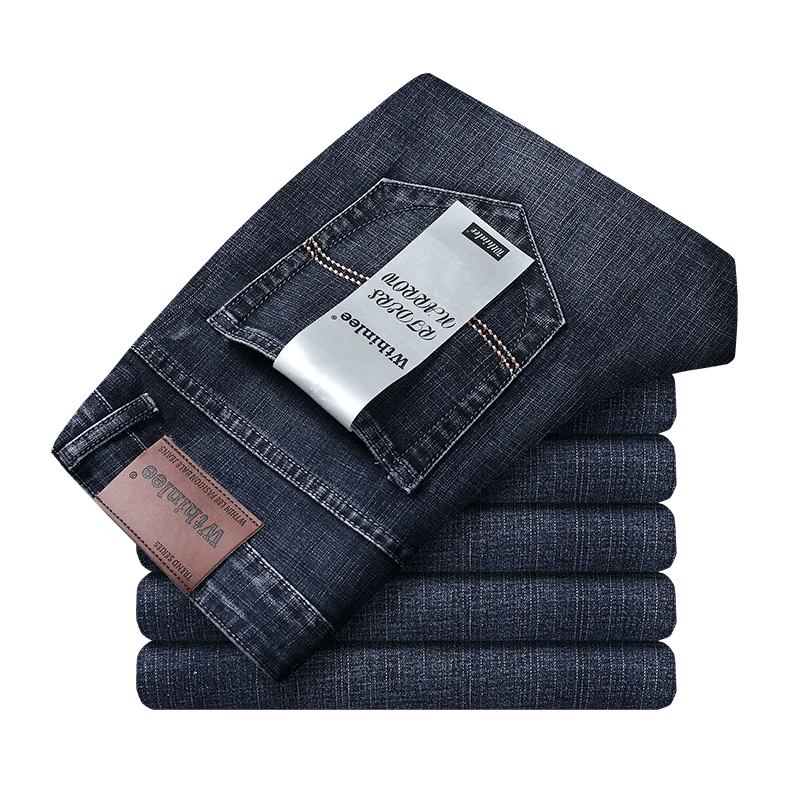 Wthinlee New Business Men's Jeans Casual Straight Stretch Fashion Classic Blue Black Work Denim Trousers Male Brand Clothing - Etawia Products