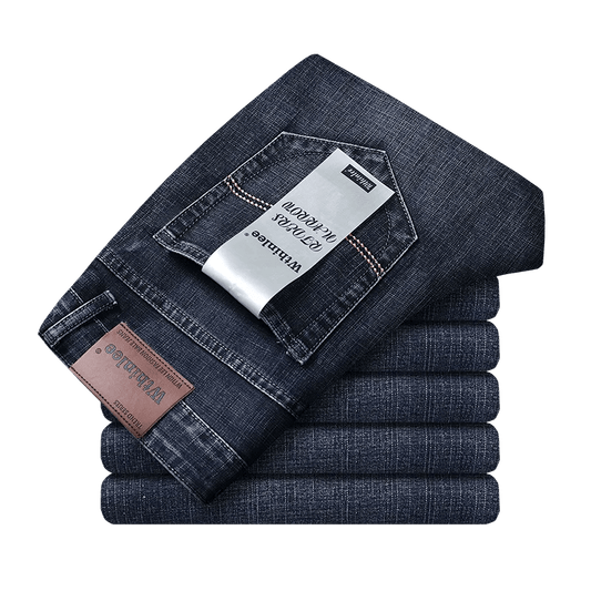 Wthinlee New Business Men's Jeans Casual Straight Stretch Fashion Classic Blue Black Work Denim Trousers Male Brand Clothing - Etawia Products