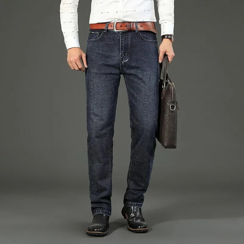 Wthinlee New Business Men's Jeans Casual Straight Stretch Fashion Classic Blue Black Work Denim Trousers Male Brand Clothing - Etawia Products